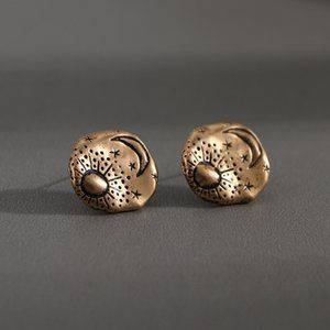 Round Gold Celestial Moon Star Sun Sky Earrings